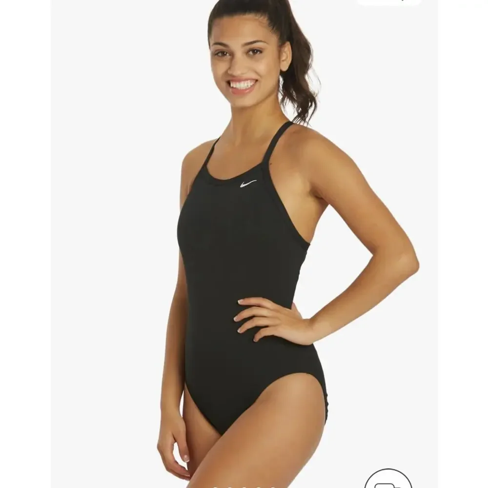 Nike Hydrastrong Racerback Cut-Out One Piece Swimsuit Black Size 4 NWT